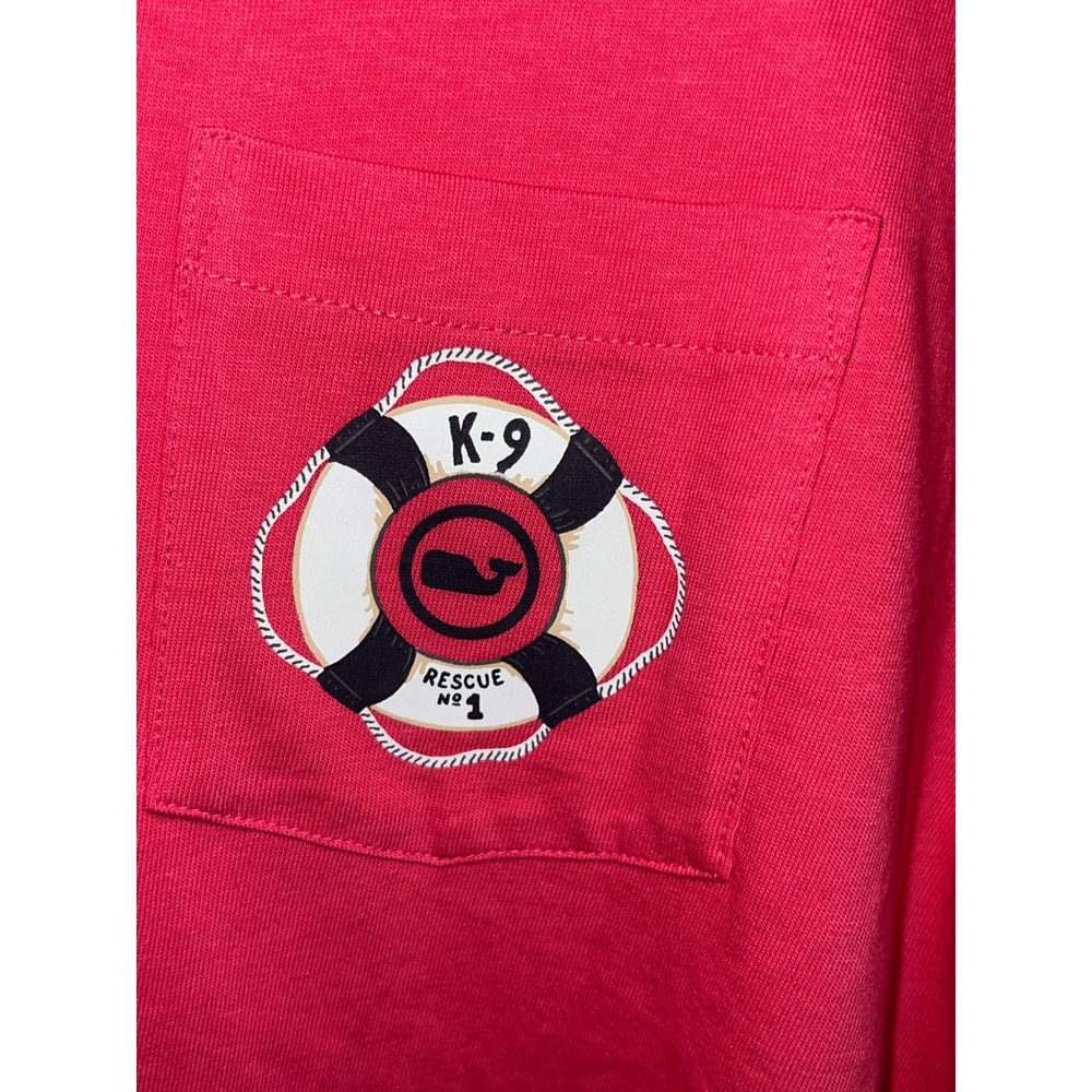Vineyard Vines Long Sleeve Pocket Tee Mens M Pink K-9 Rescue Dog Graphic - Picture 4 of 11